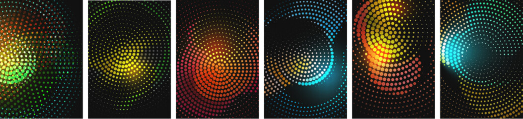 Wall Mural - halftone futuristic pattern set
