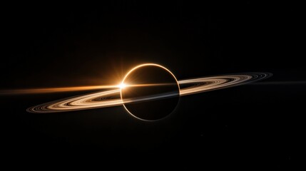 Wall Mural - Stunning View of Saturn With Glowing Rings Against Dark Space
