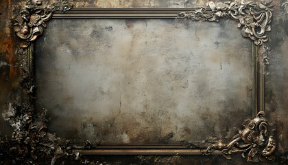 Poster - Vintage textured backdrop featuring an intricate antique frame design  -