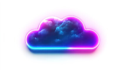 Aufkleber - Neon cloud graphic with dark blue and purple sky inside.