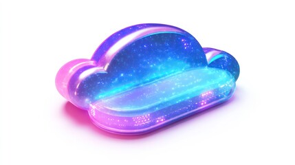 Aufkleber - Glowing cloud-shaped sofa, futuristic design, digital particles.