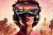 © Pinit - A futuristic woman engaging with virtual reality technology.