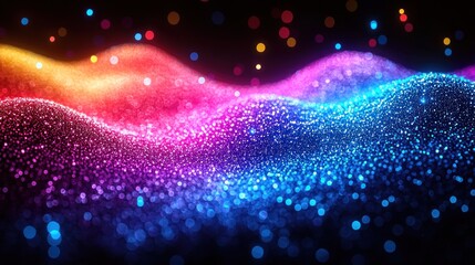 Wall Mural - Ethereal Waves of Glowing Particles: A Dynamic Abstract Design