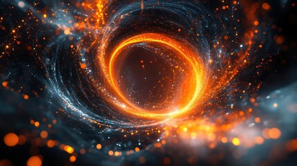 Wall Mural - fiery and cool swirling vortex with glowing ring abstract background