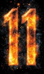 Wall Mural - Fiery Number Eleven Against a Starry Cosmic Background