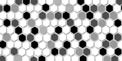 abstract white black and grey hexagon technology geometric pattern concept white background. use for