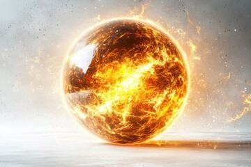 Wall Mural - fiery sphere radiating intense heat and light