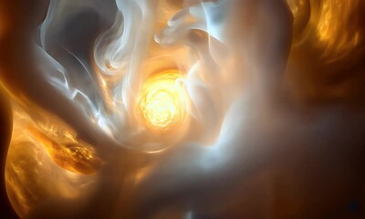 Wall Mural - Abstract swirling clouds of orange and blue light creating a cosmic atmosphere with a glowing center, ideal for backgrounds