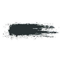 Poster - Black ink splatter in flat design. Dirty acrylic brush stroke spot. Vector illustration isolated.