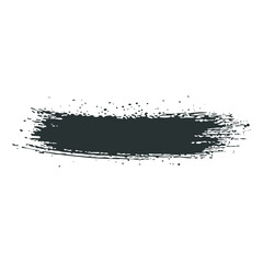 Poster - Black ink splatter in flat design. Dynamic messy brush stroke shape. Vector illustration isolated.