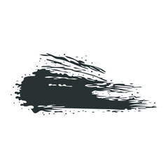 Poster - Black ink splatter in flat design. Wet artistic paint brush splatter. Vector illustration isolated.