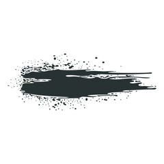 Poster - Black ink splatter in flat design. Dirty brush stroke with wet drops. Vector illustration isolated.