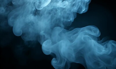 Wall Mural - ethereal blue smoke swirling gracefully against a dark background, creating a mystical atmosphere fo