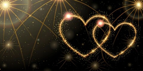Wall Mural - Two hearts with sparks in the form of a heart. Valentine's Day.