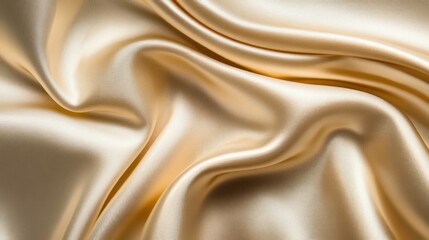 Poster - Draped champagne-colored silk fabric with soft folds and elegant texture.