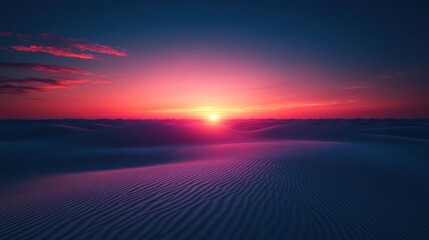 Wall Mural - Vibrant Desert Sunset Over Rolling Sand Dunes with Colorful Sky
