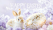 © Hashim - Happy Easter Poster. Rabbit and Egg concept. Aseason of rebirth and new beginnings. Easter celebrations poster art.