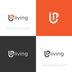 Up living letter up logo design vector