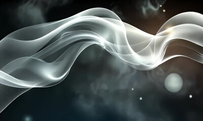 Wall Mural - Ethereal waves of translucent smoke gracefully flow across a dark background, creating a mystical ambiance with soft lighting