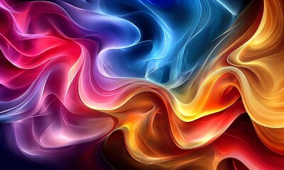 Wall Mural - abstract colorful waves of light blending together, creating a dynamic flow with vibrant hues in a d