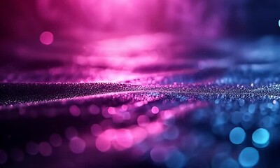 Wall Mural - vibrant abstract background featuring shimmering waves of purple and blue light with bokeh effects, 