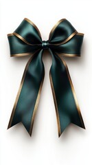 Wall Mural - Elegant green satin bow with golden trim crafted for special occasions and celebrations