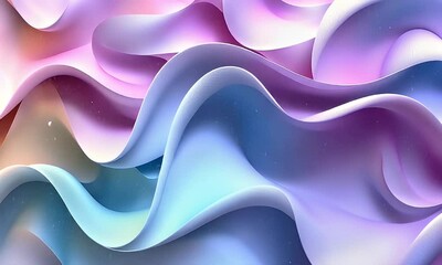 Wall Mural - abstract waves of soft pastel colors flowing harmoniously, creating a serene and calming background 
