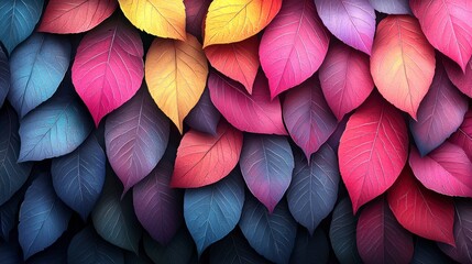 Colorful leaves stacked for pattern design use