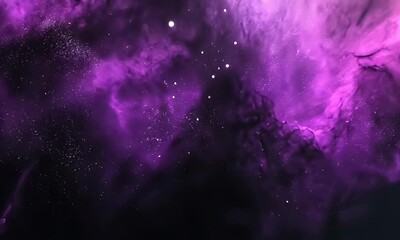 Wall Mural - Abstract cosmic scene showcasing vibrant purple and black swirling clouds with scattered stars, evoking a sense of wonder
