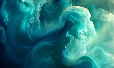 Wall Mural - Abstract swirling ocean waves in shades of blue and green, creating a serene and calming atmosphere, ideal for backgrounds
