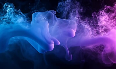 Wall Mural - Colorful smoke swirling in a dark background, creating an ethereal atmosphere perfect for artistic projects and designs