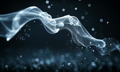 Wall Mural - Ethereal wisps of smoke intertwine with shimmering particles, creating a mystical atmosphere against a dark backdrop