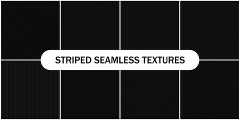 Wall Mural - collection of vector striped seamless geometric dark patterns. black backgrounds with endless curve 