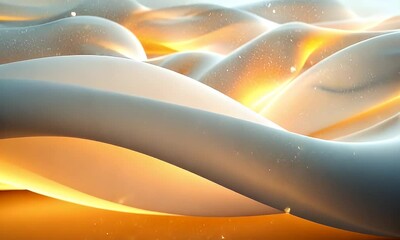 Wall Mural - Abstract landscape with flowing waves of light and texture, creating a serene atmosphere with glowing highlights