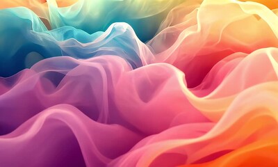Wall Mural - Vibrant swirling abstract colors creating a dreamy landscape, with soft gradients blending harmoniously in the background