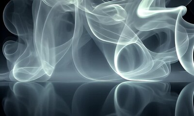 Wall Mural - Ethereal wisps of smoke gracefully intertwine against a dark backdrop, creating a serene and mystical atmosphere (1)