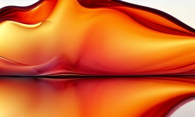 Wall Mural - Abstract flowing waves in vibrant orange and red hues reflecting on a calm surface, evoking feelings of warmth and tranquility