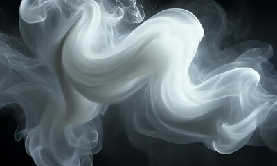 Wall Mural - Ethereal white smoke swirling gracefully against a dark background, creating a mystical atmosphere for creative projects