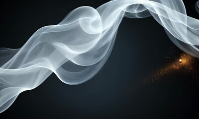 Wall Mural - Ethereal smoke swirls gracefully against a dark background, creating a mystical ambiance with hints of light sparkles