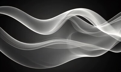 Wall Mural - ethereal white smoke waves gracefully undulating against a dark background, creating a sense of move