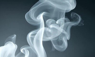 Wall Mural - Ethereal white smoke swirling gracefully against a dark background, creating a mystical atmosphere for artistic use