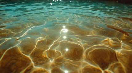 Poster - Calm water surface with ripples and colorful stones at the bottom during daylight