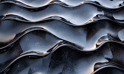 Wall Mural - Abstract representation of flowing liquid waves with reflections, creating a dynamic and visually engaging background