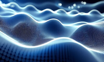Wall Mural - abstract representation of flowing waves illuminated by soft blue light, creating a serene and futur