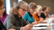 © Anna - Focused seniors engaged in a creative writing workshop for lifelong learning