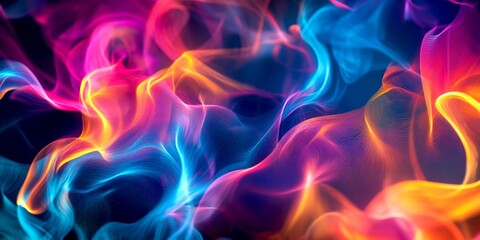 Wall Mural - vibrant abstract waves of color dance through the darkness. soft hues of pink, blue, and orange crea