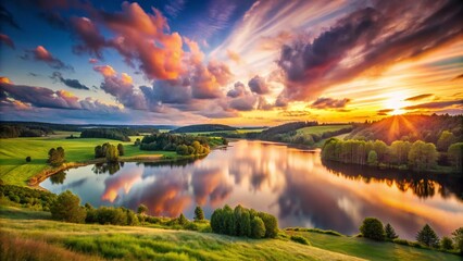 Wall Mural - Mystical Lithuanian Dusk: Long Exposure Landscape Photography