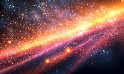Wall Mural - Vibrant cosmic landscape filled with colorful stars and shimmering particles, creating a mesmerizing celestial scene