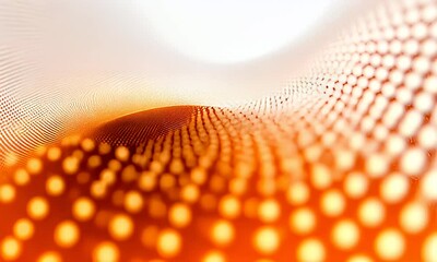 Wall Mural - abstract wave pattern with vibrant orange and white dots flowing seamlessly, creating a dynamic visu