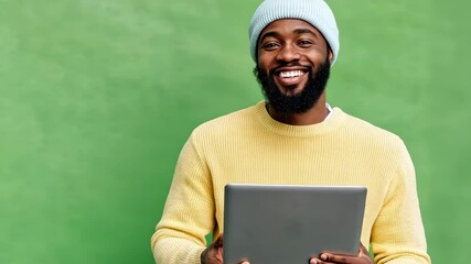 Wall Mural - The Man with Laptop Smiling